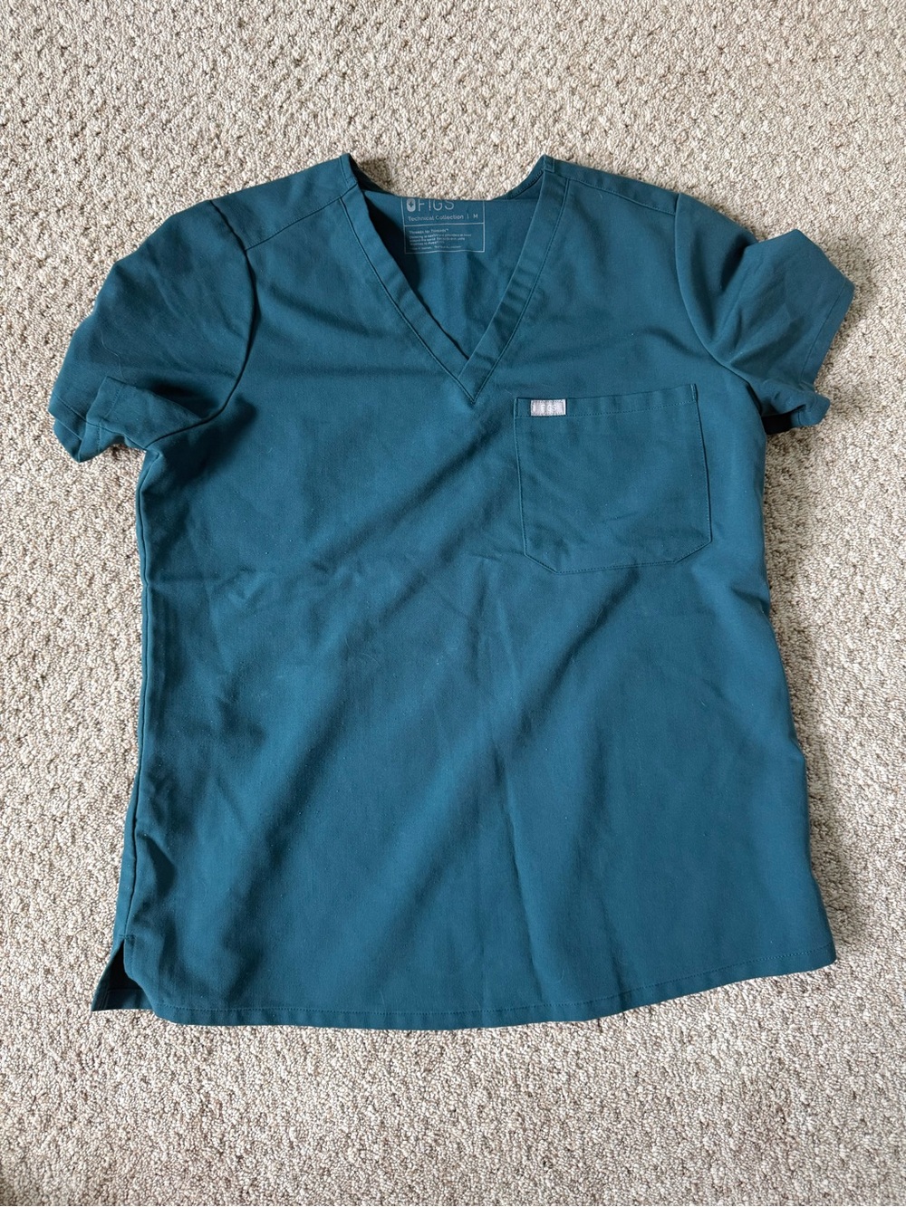 Figs Women's Teal V-Neck Scrub Top